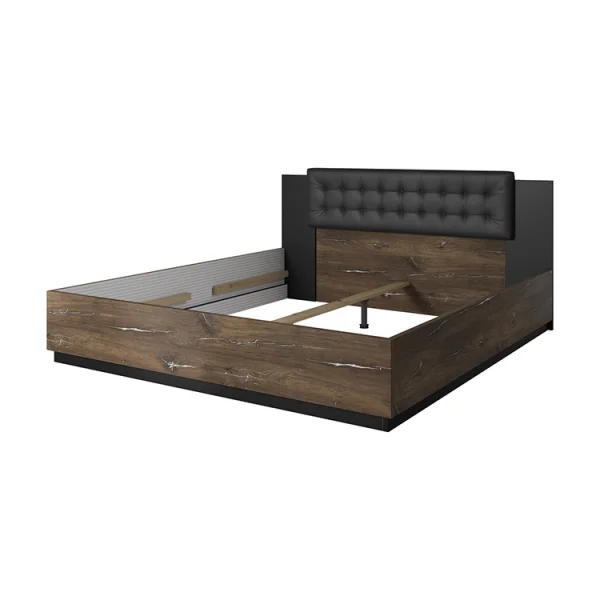 Letto alla francese 140x200cm quercia scuro nero Vulcano