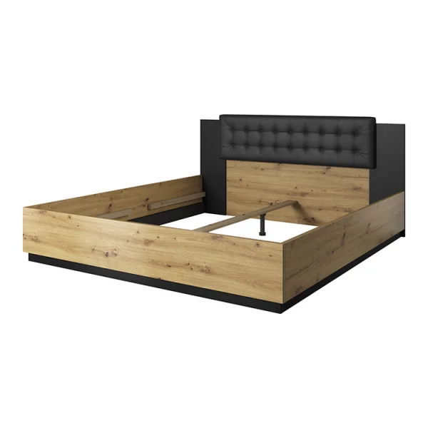 Letto 140x200cm alla francese rovere nero Vulcano