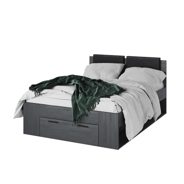 Letto alla francese 140x200cm con cassettone ossido Cortina Gihome®