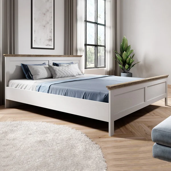 Letto 140x200cm alla francese design moderno bianco frassinato quercia Texel