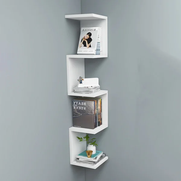 Libreria angolare da parete 22x111h cm con ripiani bianco Reale