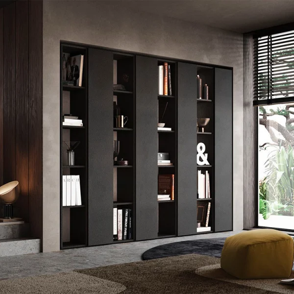 Libreria da parete 224x186h cm soggiorno ossido nero Sunset