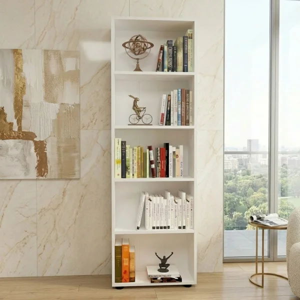 Libreria moderna 56x172cm 4 ripiani multiuso bianco Marvel