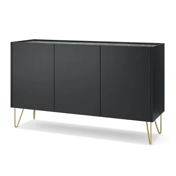 Madia 144x83h cm moderna sogggiorno nero effetto marmo Sirena