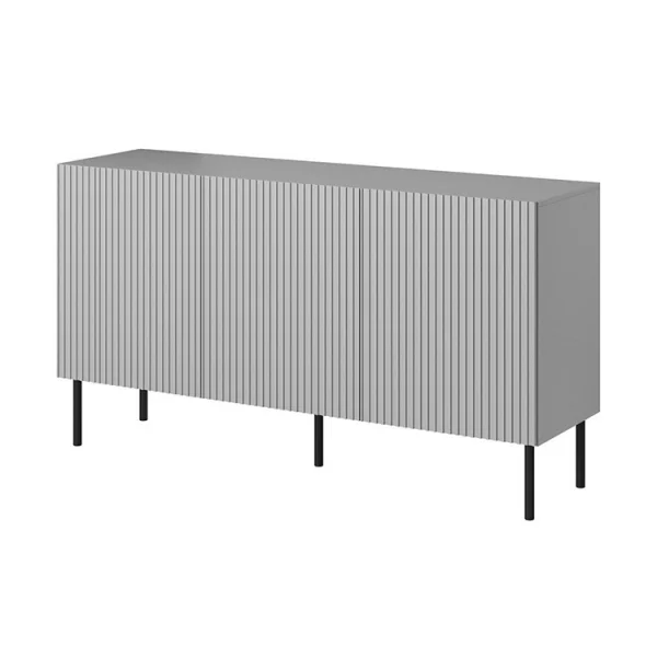 Madia 150x81h cm moderna soggiorno grigio chiaro nero Cadice