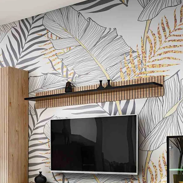 Mensola 160x20h cm moderna noce con stampa nera Mendes
