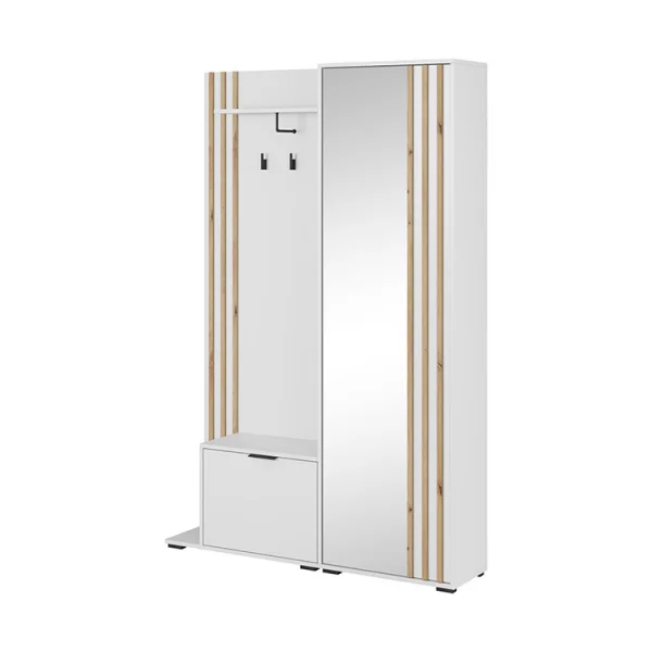 Mobile ingresso 132x192h cm con specchio moderno quercia bianco Miller