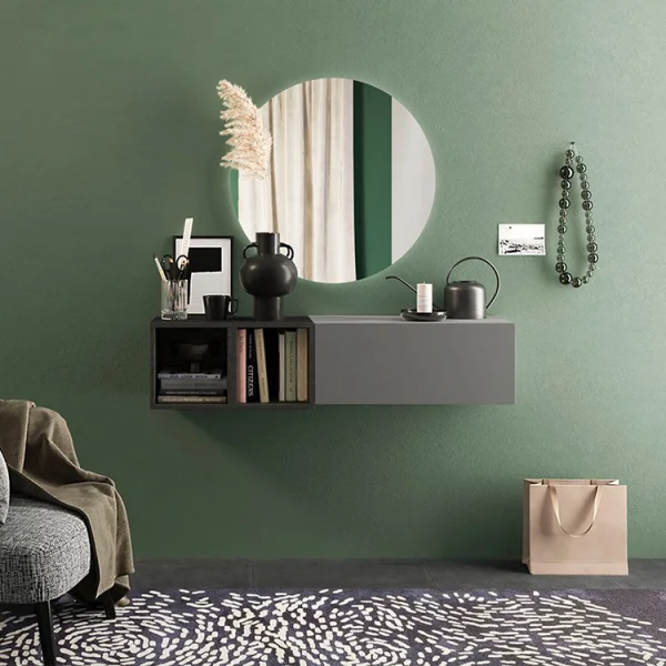 Mobile ingresso sospeso 125x29h cm 1 anta 2 cubotti  antracite grigio scuro Sunset 56