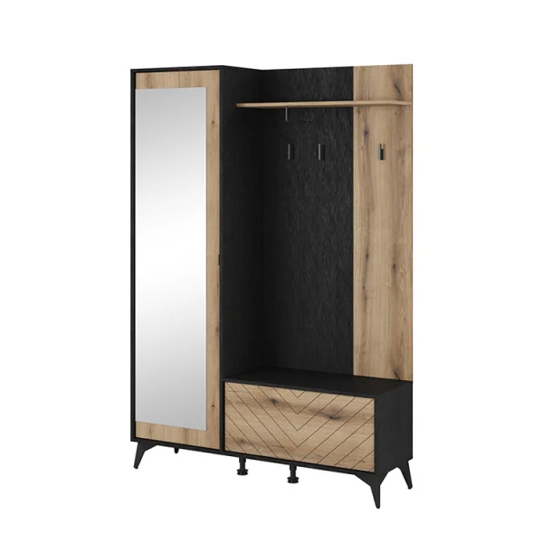 Mobile ingresso 135x197h cm appendiabiti quercia nero Becca