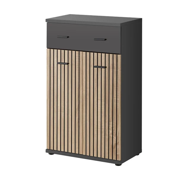 Mobile ingresso 120x203h cm con specchio rovere antracite stampa a righe San Francisco Gihome®