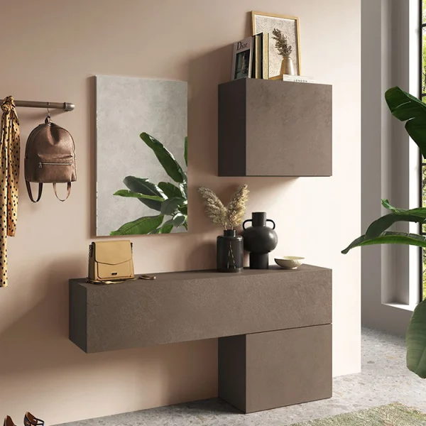 Mobile ingresso 138x170h cm moderno marrone bronzo Sunset 58