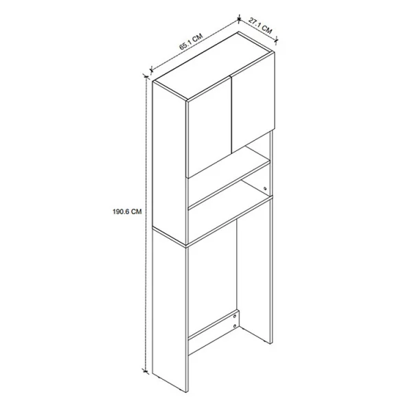 Mobile lavatrice  65x191h cm 2 ante con ripiani bianco Maldive
