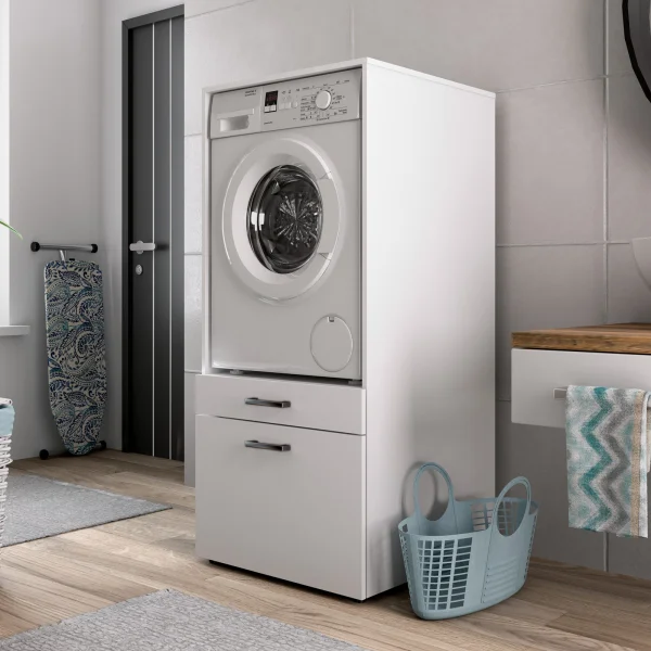 Mobile lavatrice 67x144h cm con cassettone bianco Water