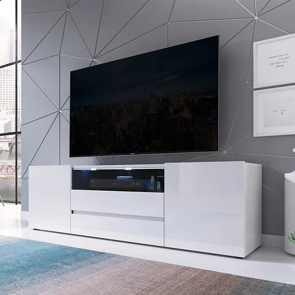 Mobile porta TV 137x43h cm moderno soggiorno bianco Rice
