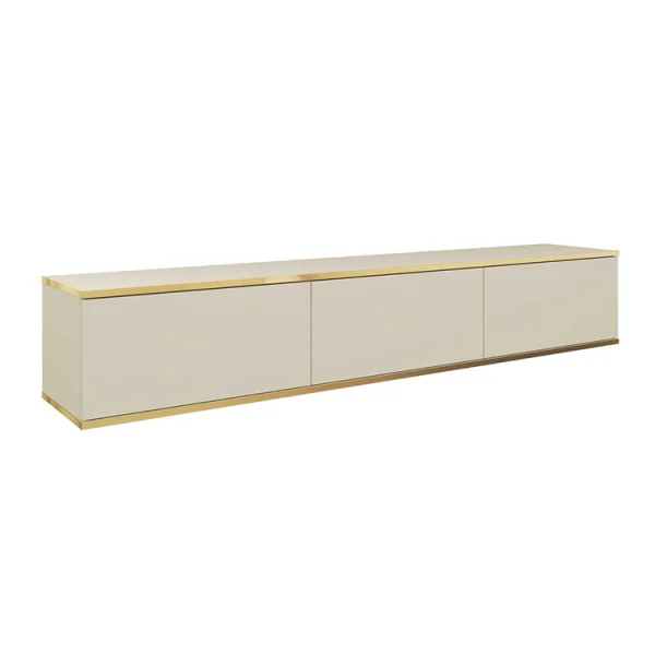Mobile porta TV sospeso 175x3h 0cm 3 ante moderno beige oro Linus
