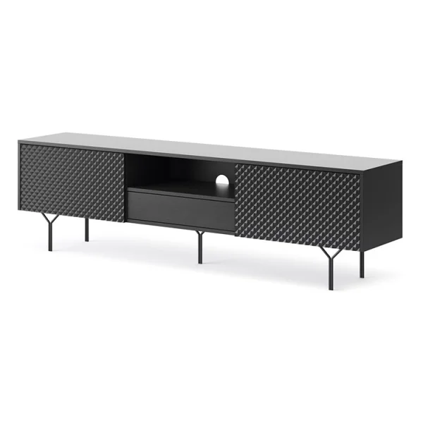 Mobile porta TV 180x51h cm moderno antracite frassinato nero Parigi