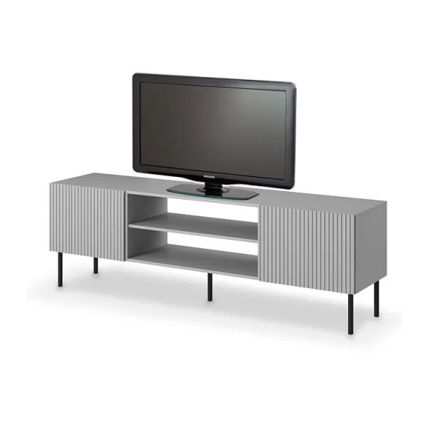 Mobile porta TV 180x57h cm soggiorno grigio chiaro nero Cadice