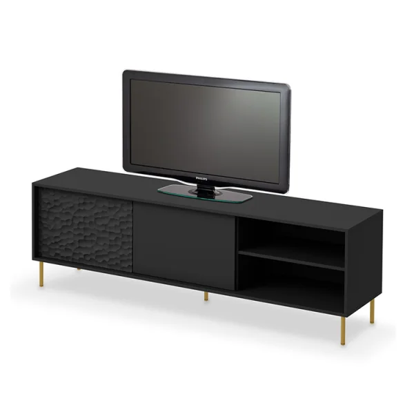 Mobile porta TV 180x58h cm soggiorno nero oro Osaka