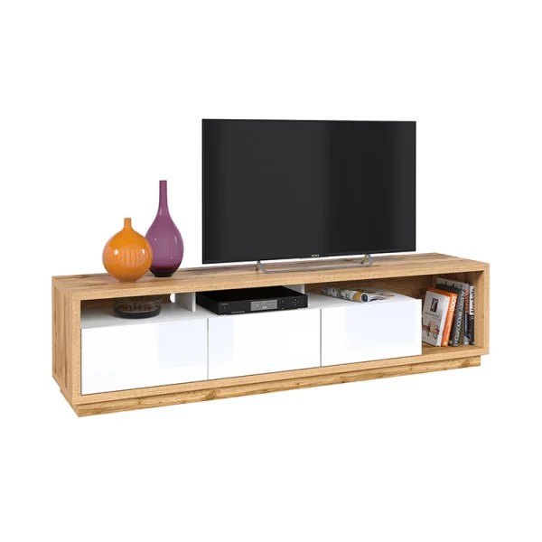 Mobile porta TV 200x50h cm soggiorno bianco lucido rovere Favorita