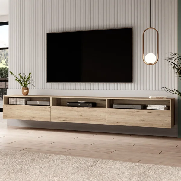 Mobile porta TV sospeso 270x42h cm rovere Emotion Gihome®
