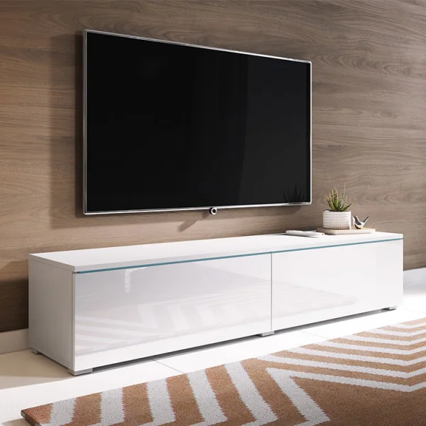 Mobile porta TV sospeso 140x30h cm soggiorno bianco lucido Silvia