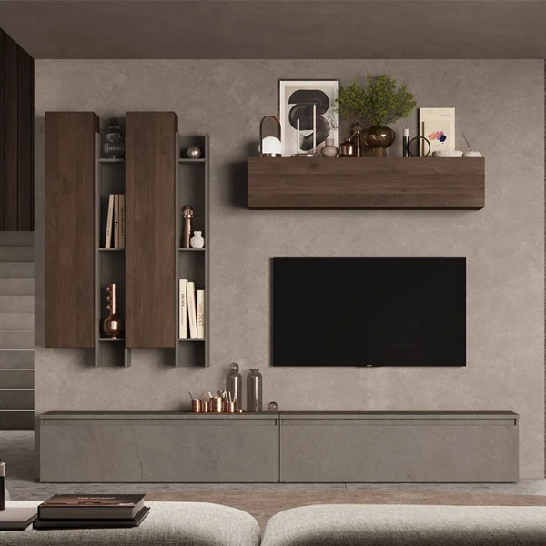 Parete attrezzata 276x210h cm moderna tortota rovere scuro Sunset 4