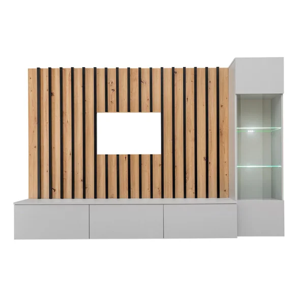 Parete attrezzata sospesa 220x148h cm nero rovere grigio perla Violina