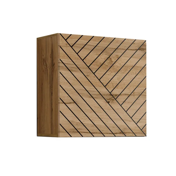 Pensile 60x60cm sospeso rovere con serigrafia nera Geo