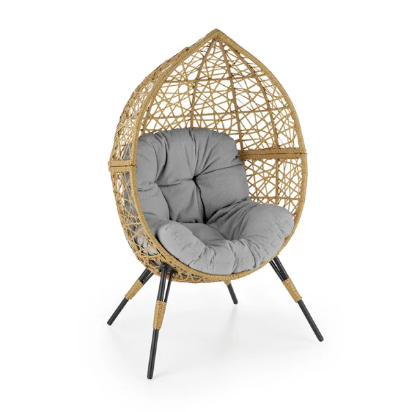 Poltrona da giardino in rattan grigio chiaro Pusan
