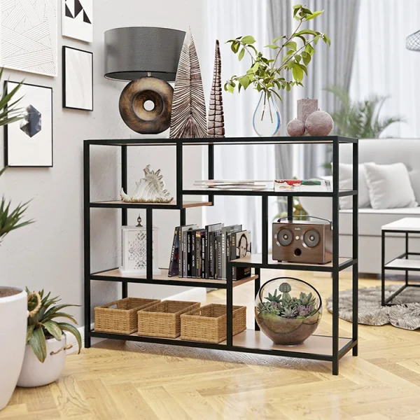 Scaffale libreria 120x95h cm design industrial rovere nero Mouse