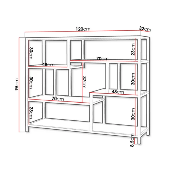 Scaffale libreria 120x95h cm design industrial rovere nero Mouse