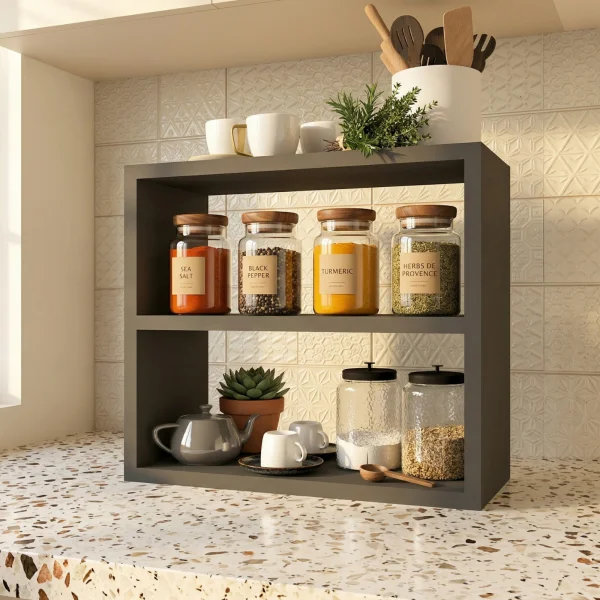 Scaffale da cucina 44x40h cm portaspezie moderno antracite Grecia