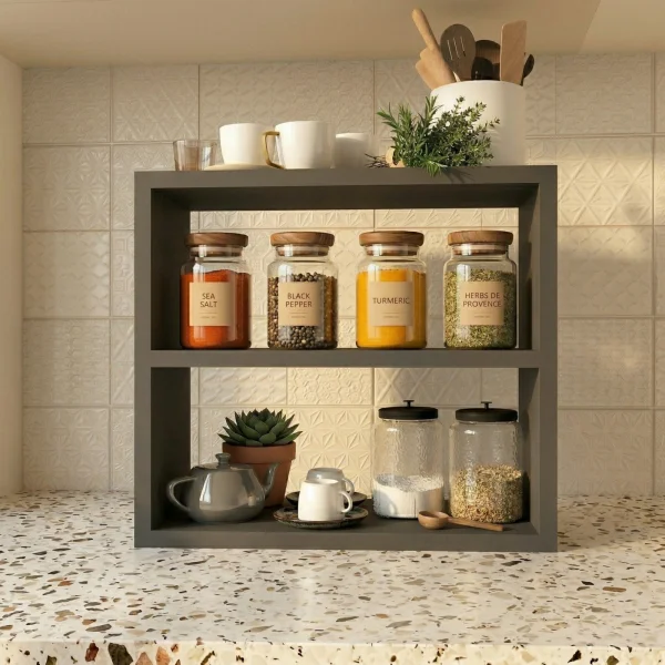 Scaffale da cucina 44x40h cm portaspezie moderno antracite Grecia