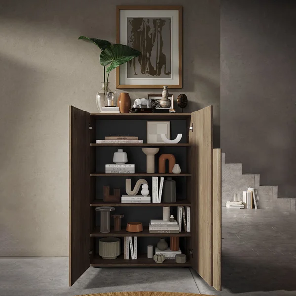 Mobile multiuso ingresso 78x116h cm scarpiera rovere scuro Alvarez