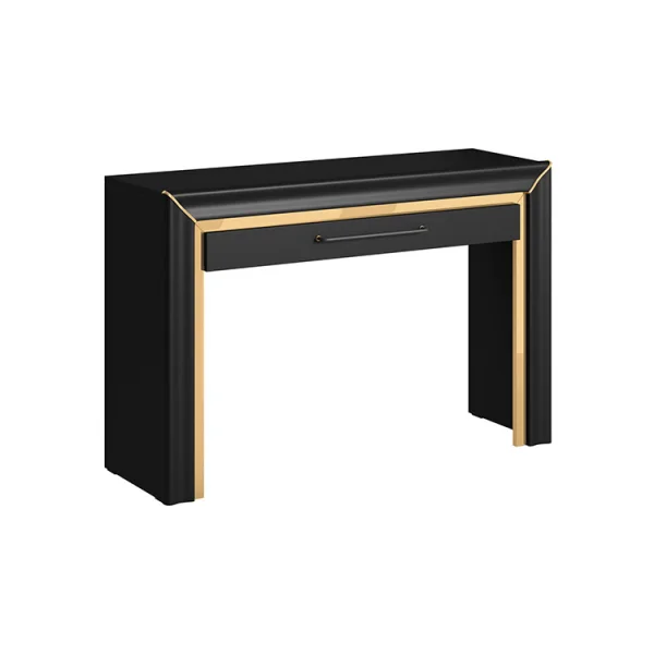 Scrivania design moderno 1 cassetto 120x80cm nero oro Benz