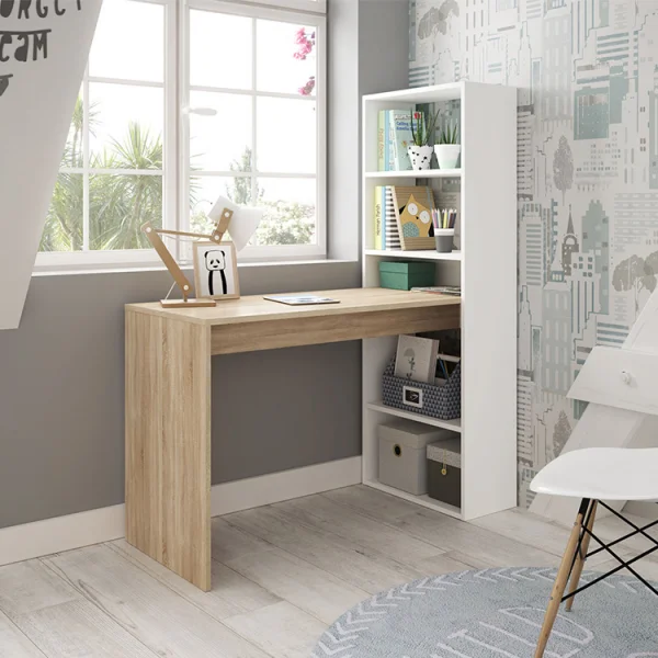Scrivania ufficio salvaspazio moderna 120x144cm rovere bianco Jolie
