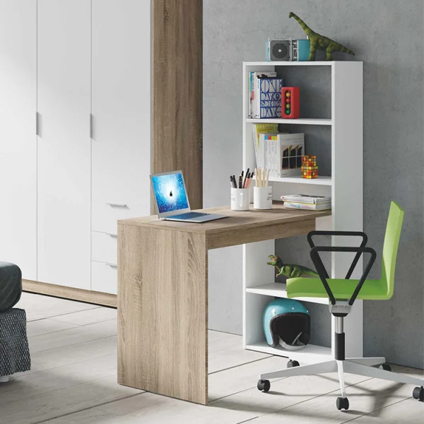 Scrivania ufficio salvaspazio moderna 120x144cm rovere bianco Jolie