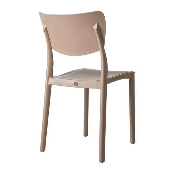 Set 4 sedie da giardino esterno bar dehors impilabili plastica tortora Tania