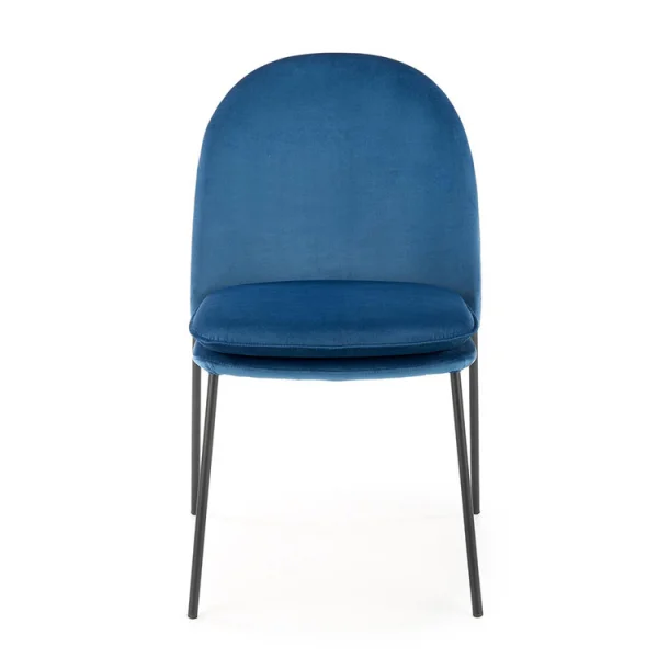 Set 4 sedie da sala moderne in tessuto blu navy Orco