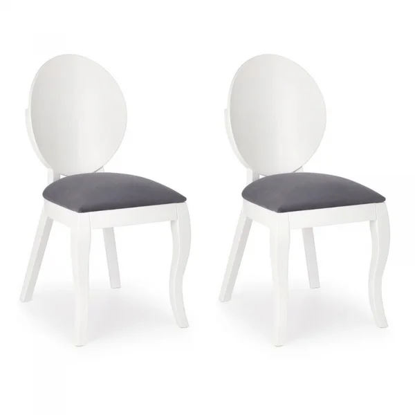 Set 2 sedie sala da pranzo moderne in tessuto grigio bianco Jonni