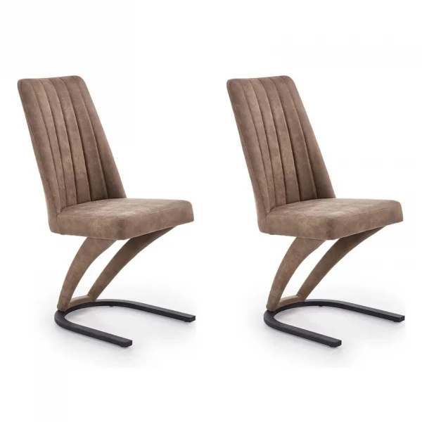 Set 2 sedie sala da pranzo in ecopelle design moderno marrone Moka