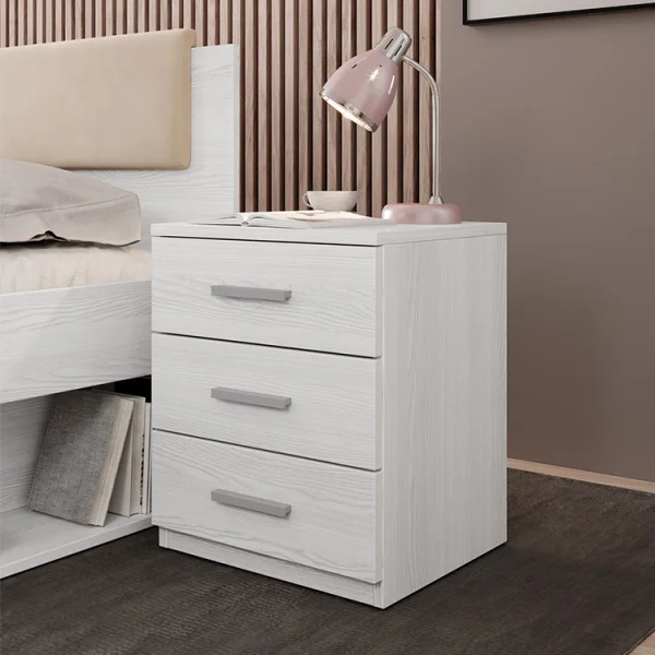Set 2 comodini 46x56h cm 3 cassetti pino bianco Cortina Gihome®