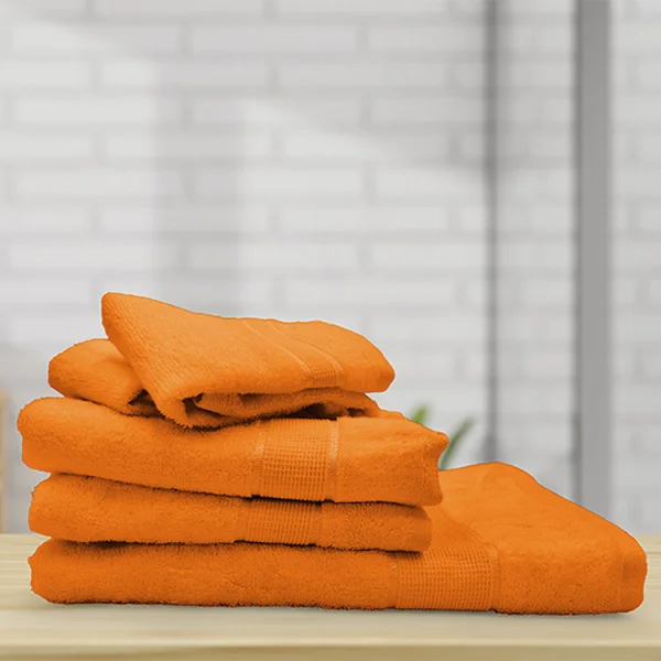 Set 5 asciugamani bagno in cotone arancio Kora