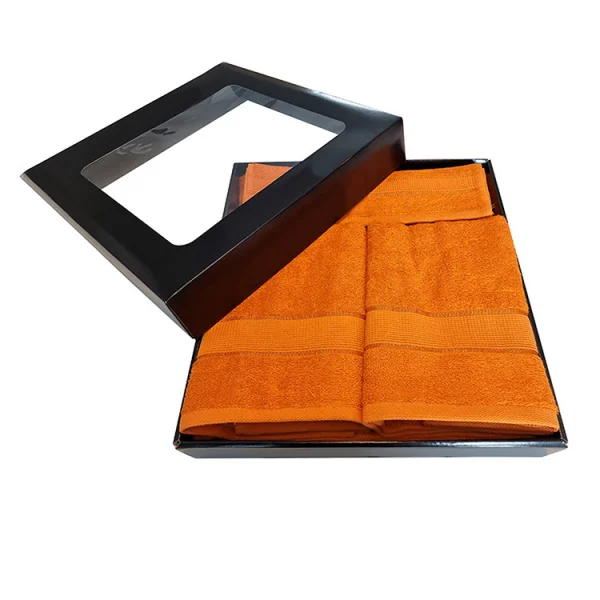 Set 5 asciugamani bagno in cotone arancio Kora