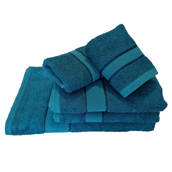 Set 5 asciugamani bagno in cotone blu Kora