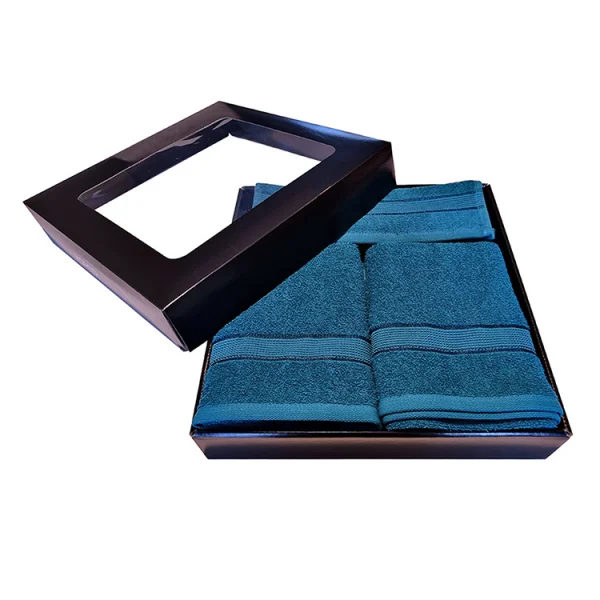 Set 5 asciugamani bagno in cotone blu Moira