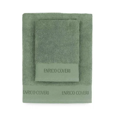 Set asciugamani bagno spugna di cotone verde Enrico Coveri