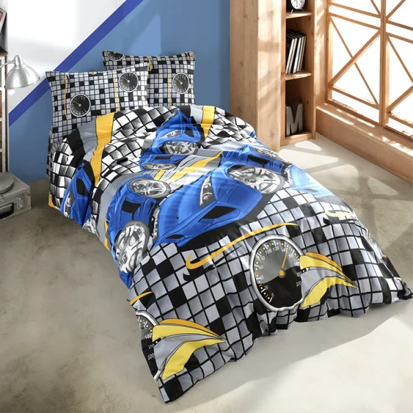 Set copripiumino bambino singolo e federa 140x200cm blu a fantasia Cars