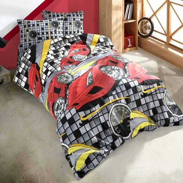 Set copripiumino bambino singolo e federa 140x200cm rosso a fantasia Cars