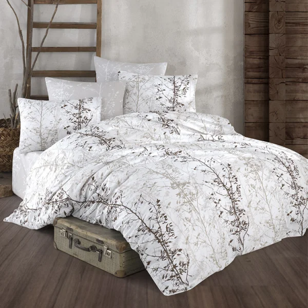 Set copripiumino matrimoniale e federe 220x240cm bianco grigio Esedra